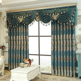 Luxury Elegant High-end Embroidered Curtains, Blackout Living Room Bedroom Villa, Velvet Curtains, Finished 2-piece